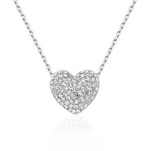 Sterling Silver overlay Heart Necklace Made w/Swarovski Elements